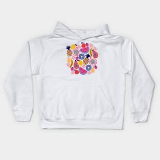 Colorful tropical fruits in cream Kids Hoodie